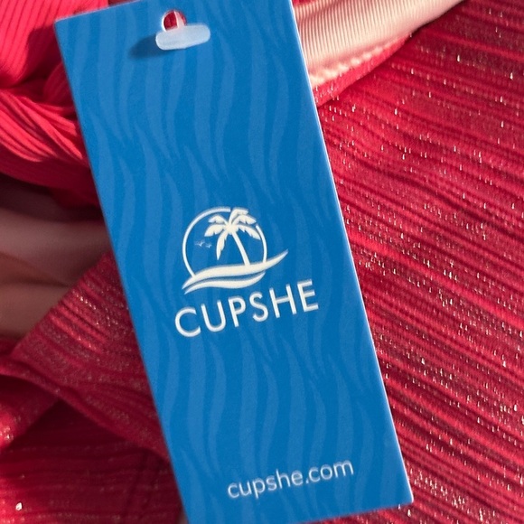 NWT Cupshe Women's Magenta Plunging Back Tie One-Piece - Picture 8 of 9